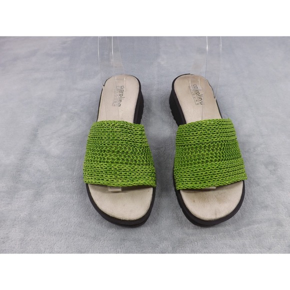 Carolina Colours‎ Sandals Women's Sz 8M Green Slip On Wedge Stretchy Woven Top - Picture 3 of 16